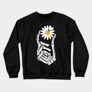 Radiology Skeleton Hand Xray Heart Love Spring Daisy flower Crewneck Sweatshirt